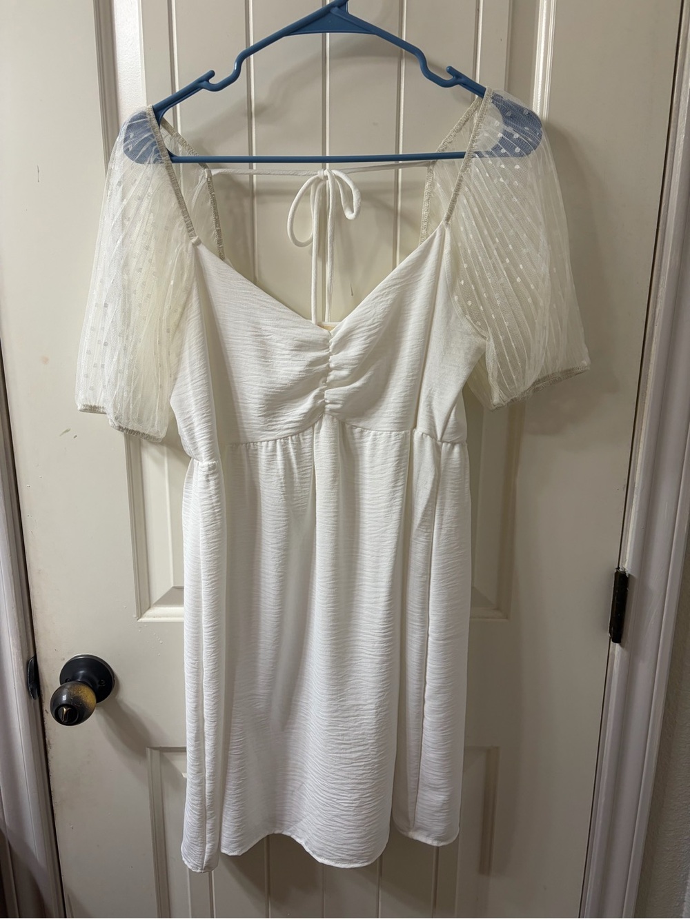 Altar'd State White Puff Sleeve Mini Dress